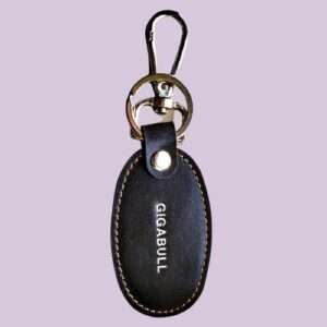 GIGABULL Black Genuine Leather Keychain