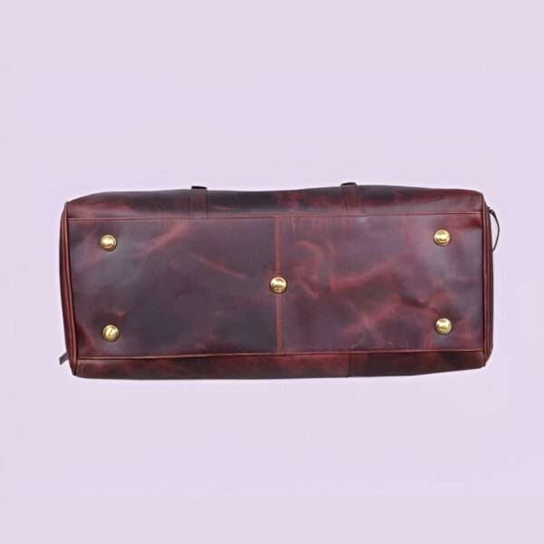 Brown Genuine Leather Luggage Bag - Image 4