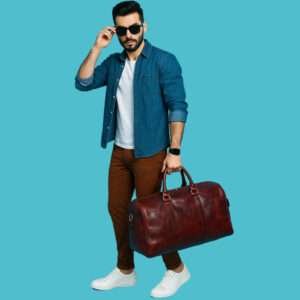 Brown Genuine Leather Luggage Bag