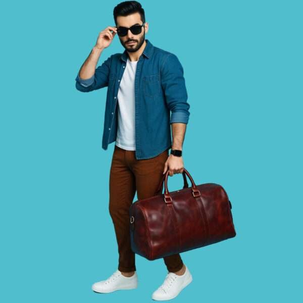 Brown Genuine Leather Luggage Bag